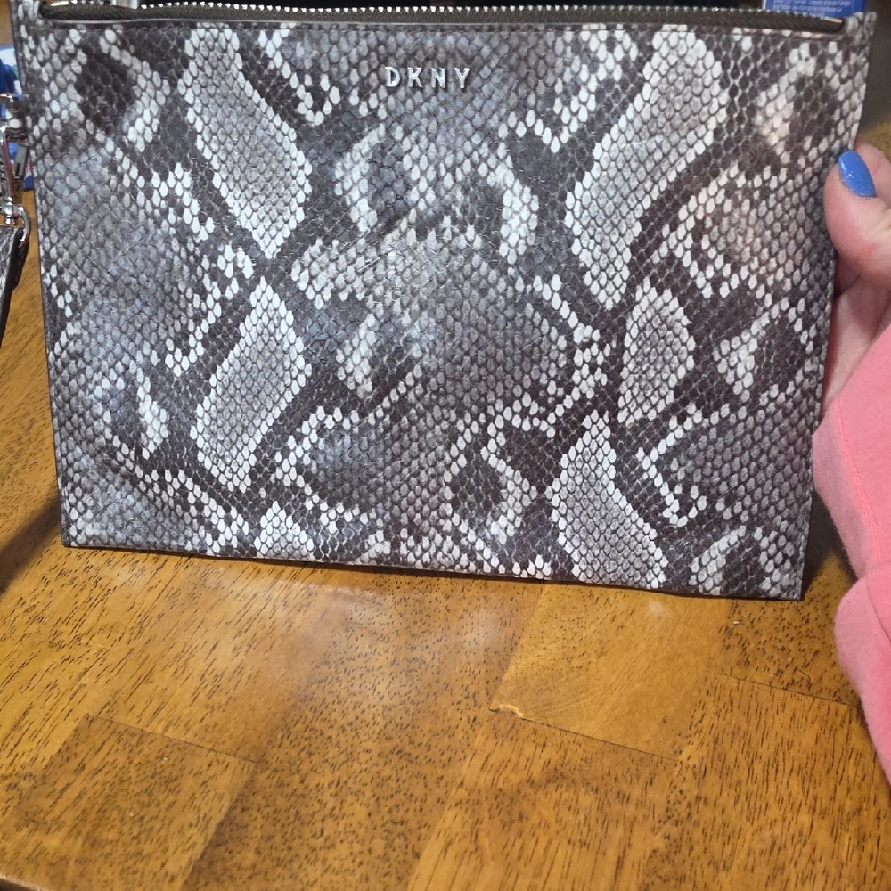 DKNY Snake Pattern Clutch & Matching Card Holder